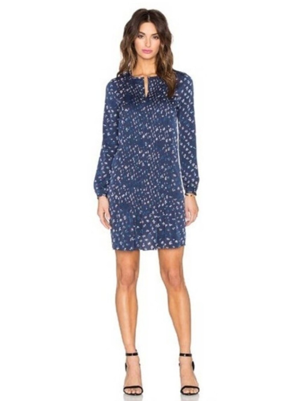DVF Blue Silk Meadow Tunic Daisy Buds Tiny New Indigio Midi Simonia Dress 2